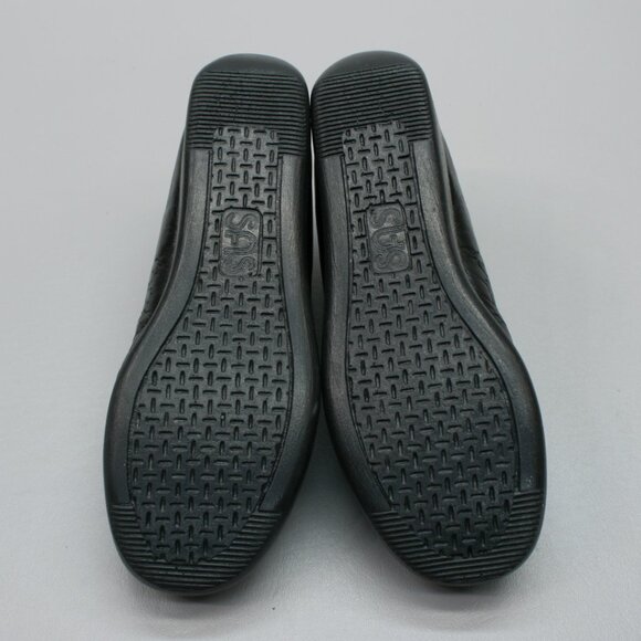 SAS Ladies 6.5 N Narrow Siesta Loafers Black Leather Comfort Wedge Moccasins USA - Picture 9 of 12